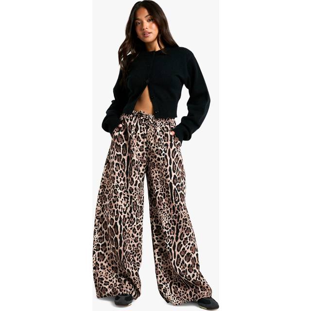 Womens Petite Animal Print Wide Leg Trouser - Multi - 6