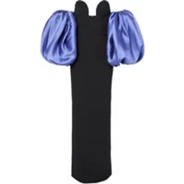 Solace London, Gowns, female, Black, 3XS, Elegant Embossed Long Dress