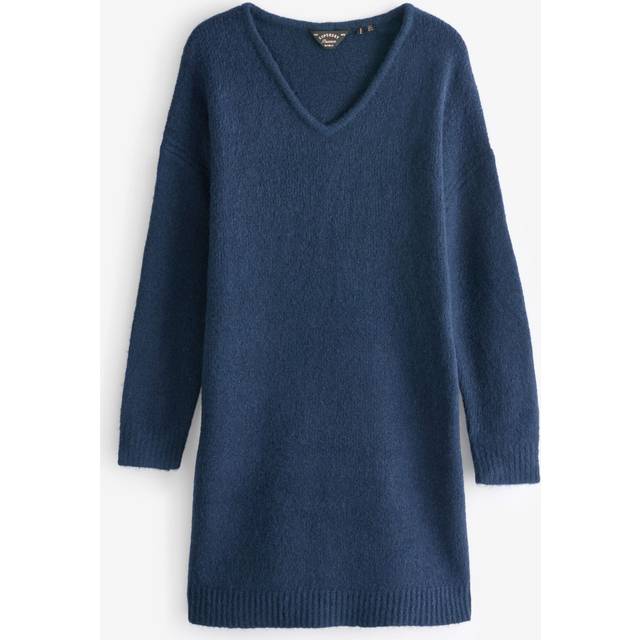 Superdry Oversized V-Neck Jumper Dress, Dark Teal Twist