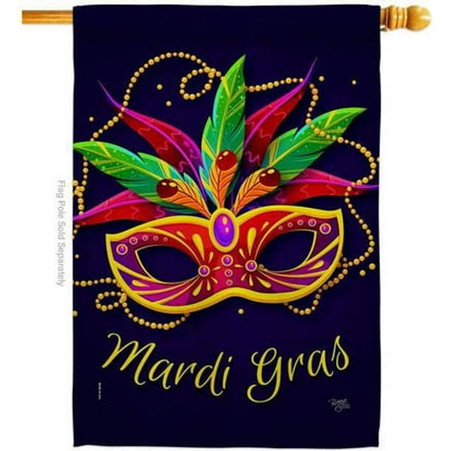 Breeze Decor H118018-BO Mardi Gras Springtime Double-Sided Garden Decorative House Flag, Multi Color