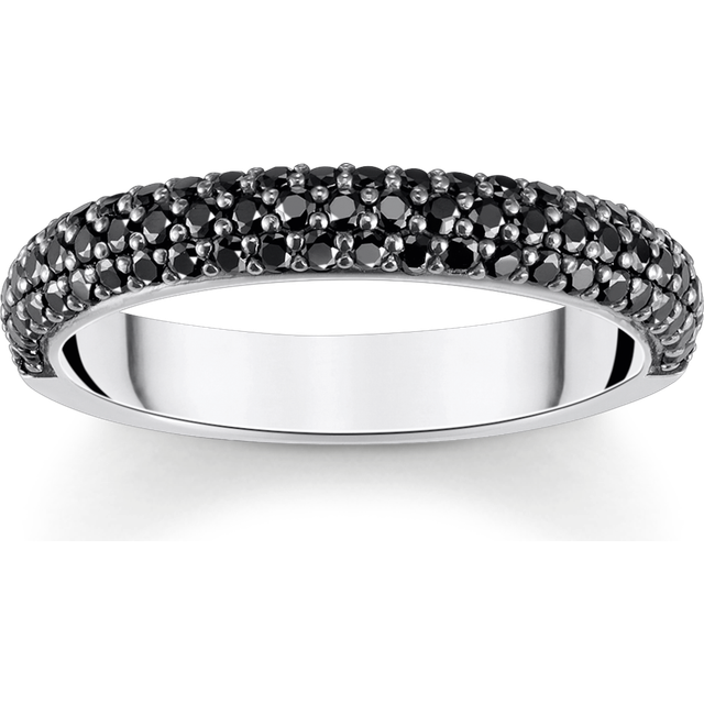 Thomas Sabo Silver band ring with black zirconia and engraving black TR2462-643-11-54 - black/silver-coloured