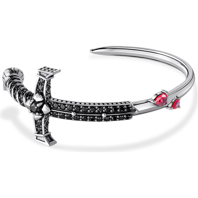 Thomas Sabo Silver blackened bangle with black and red stones black AR117-640-11-L17 - black/silver-coloured/dark red - 17 cm