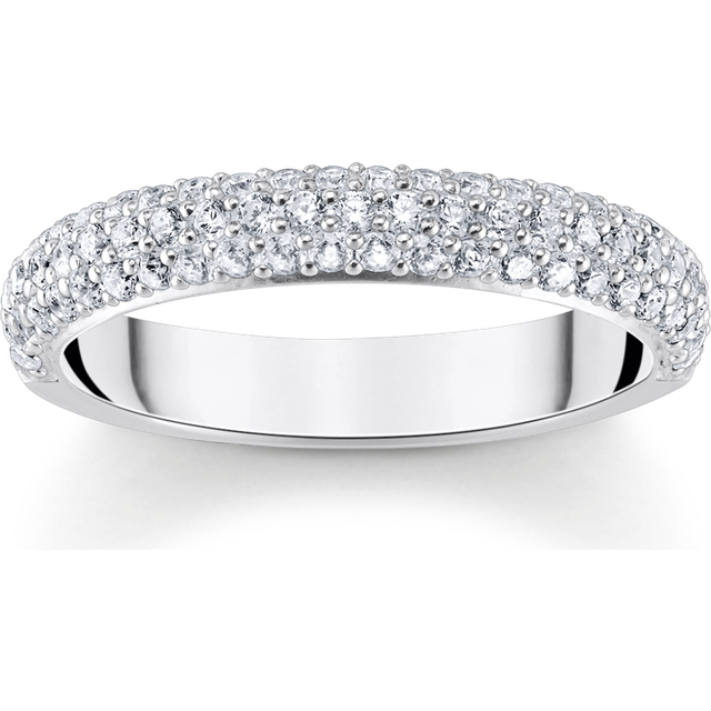Thomas Sabo Silver band ring with white zirconia and engraving white TR2462-051-14-60 - silver-coloured/white