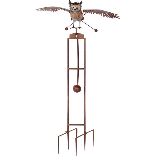 Continental Art Center 19134 Metal Flying Owl Rocker Stake - Rustic - Medium