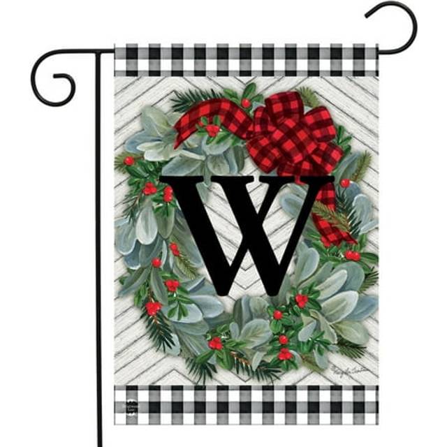 Winter Wreath Monogram Letter W Garden Flag 18 x 125 Briarwood Lane