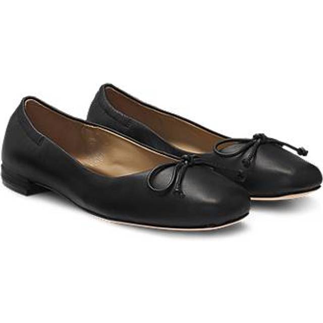 Ruffle-topline ballerina pumps in nappa leather