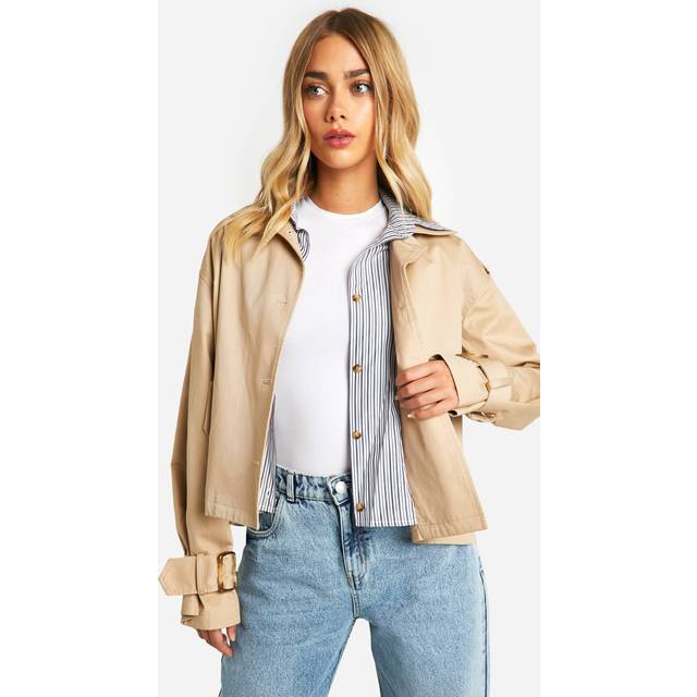 Womens Petite Shoulder Detail Short Trench Coat - Navy - 16
