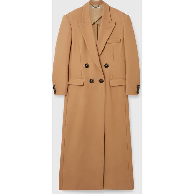 Stella McCartney - Double Breasted Longline Coat, Woman, Camel, Size: 38