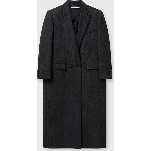 Stella McCartney - Double Breasted Wool Long Coat, Woman, Concrete, Size: 38