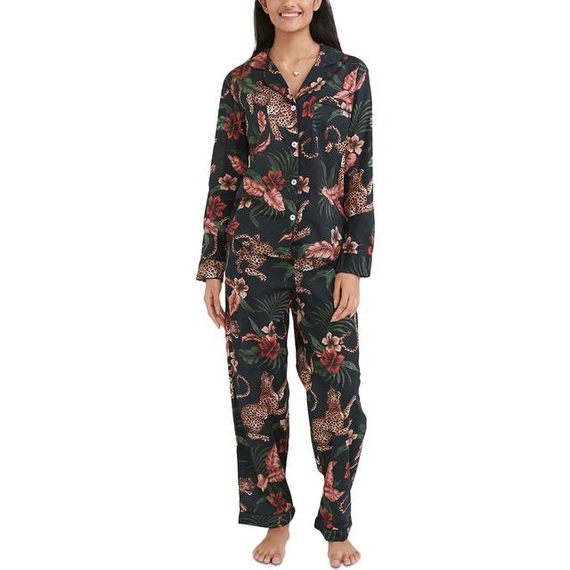 Desmond and Dempsey Womens Vy Soleia Cotton Pyjama Set Xl - NAVY