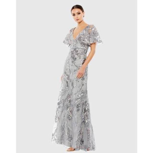 Mac Duggal Flounce Sleeve Trumpet Gown