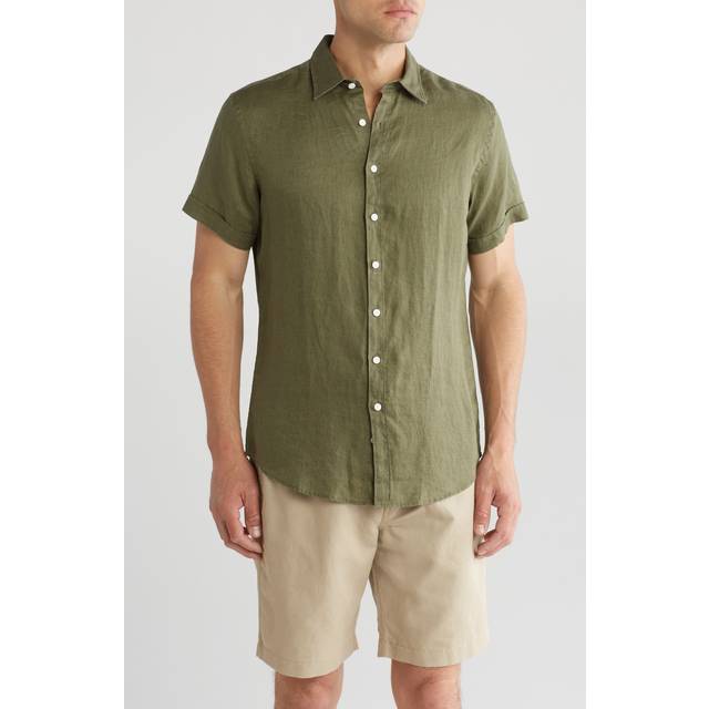 Sunspel Khaki Button Down Flannel Shirt - khaki24 - S