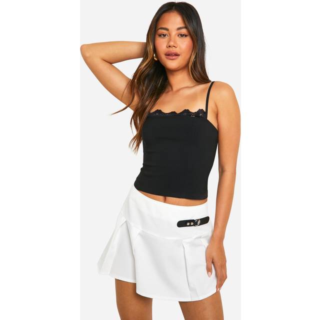 Womens Buckle Detail Pleated Tennis Skirt - White - 16, White