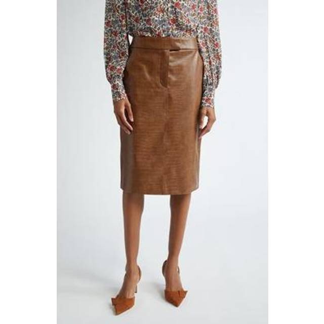 Brown Faux Leather Studded Belt Detail Mini Skirt, Brown - 8