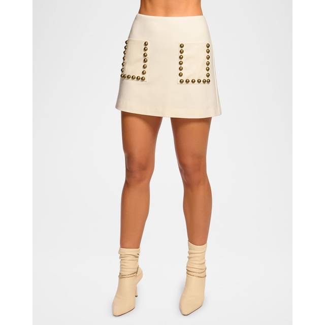 Deidre Studded Ponte Mini Skirt in White Ponte - WHITE PONTE - 2