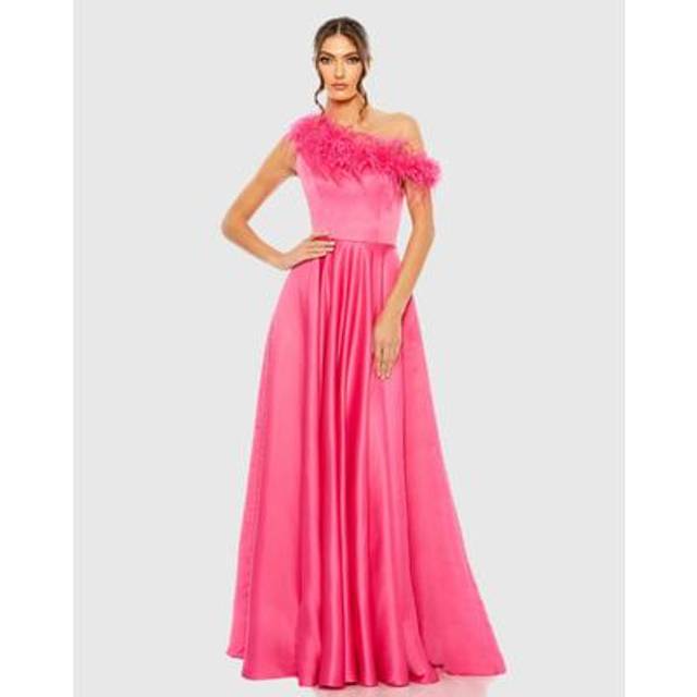 Mac Duggal Shoulder Embellished Satin Gown