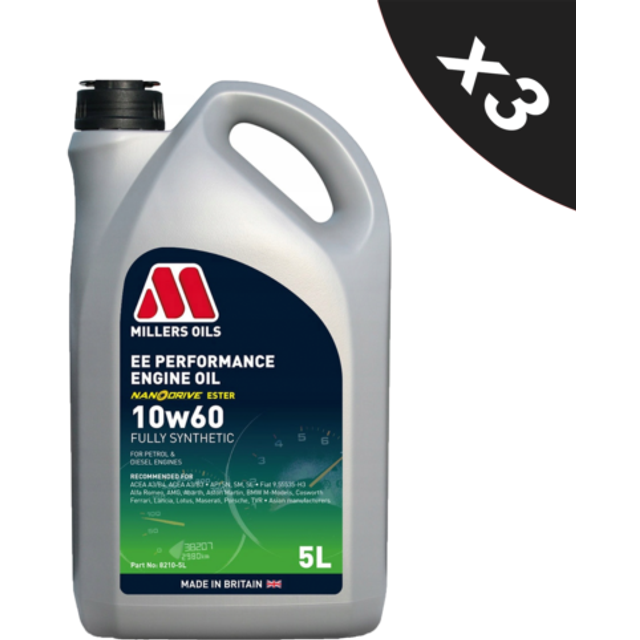 Millers Oils EE Performance 10W60 Fully Synthetic Engine Oil 3x5L