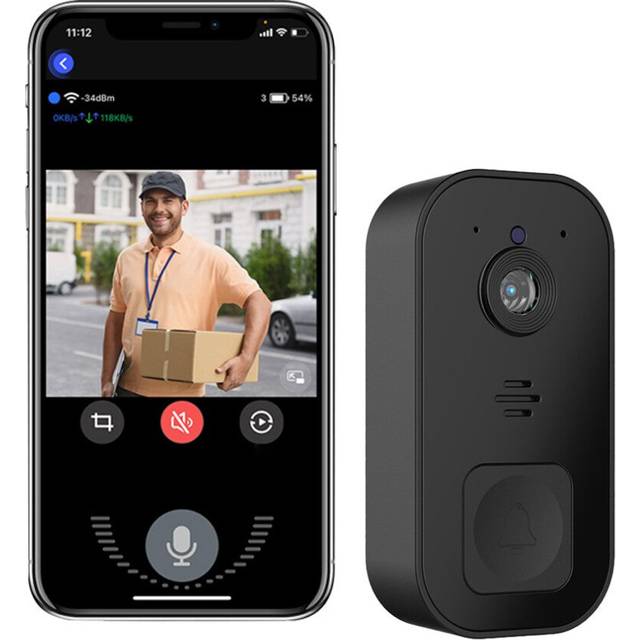 Wireless WiFi Camera Doorbell Intelligent Visual Doorbell Night Vision DoorBell with Dingdong Machine Black