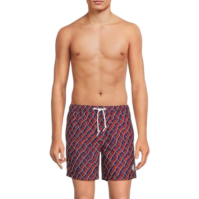Original Penguin Men&#39;s 4&#34; Earl Swim Shorts in Flame Orange, Size Medium, Recycled Polyester/Elastane (M)