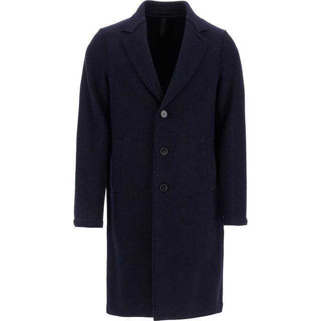 single-breasted wool coat in boiled - 52 Blue (52)