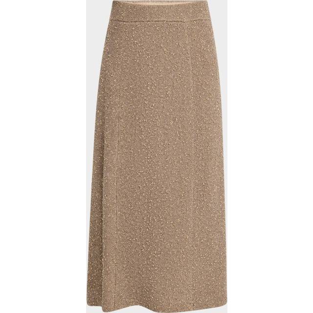 Metallic Wool-Cashmere Knit Midi Skirt - SMOKED TAUPE METALLIC - Medium