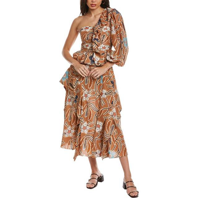 Ulla Johnson One-Shoulder Silk Midi Dress