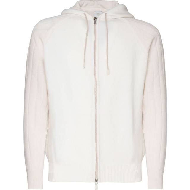 Eleventy, Zip-throughs, male, White, S, Cashmere Hoodie Full Zip Jersey