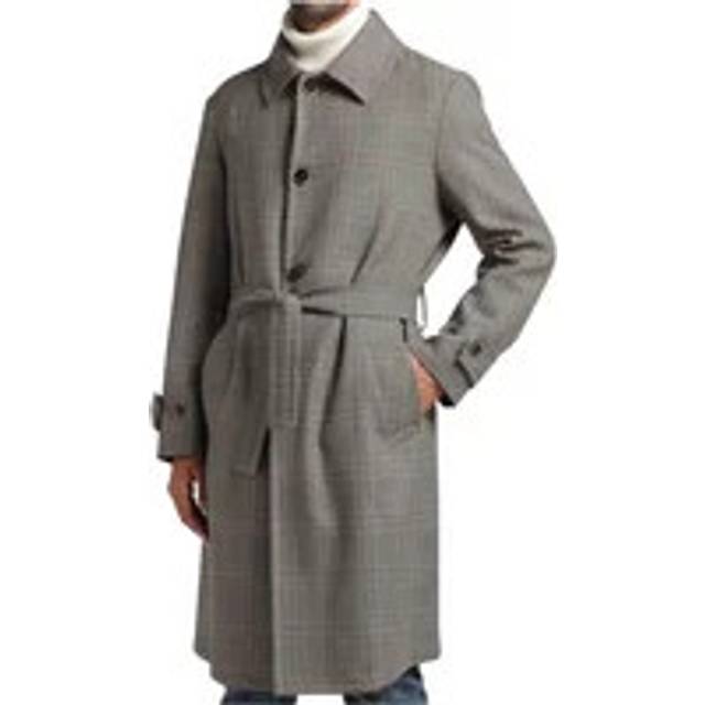 Barena Venezia, Belted Coats, male, Gray, XL, Check Trench Coat with Shirt Collar