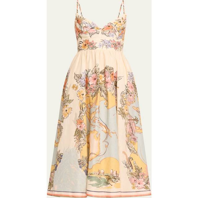 Zimmermann Tallow floral linen bustier dress - multicoloured (UK 6)