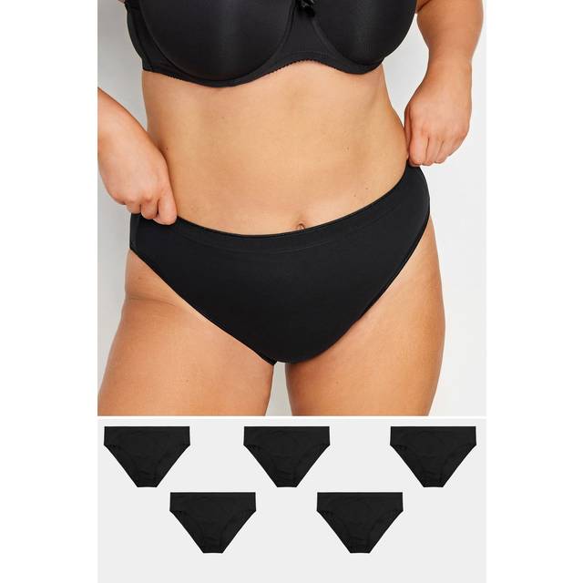 Yours 5 Pack Curve Black High Leg Briefs - 30-32