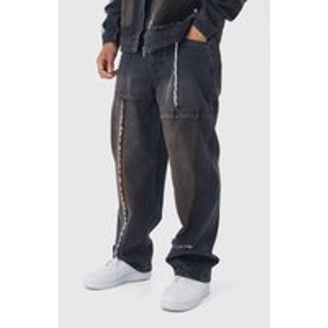 Baggy Fit Rigid Dirty Wash Carpenter Jeans - Black - 28R