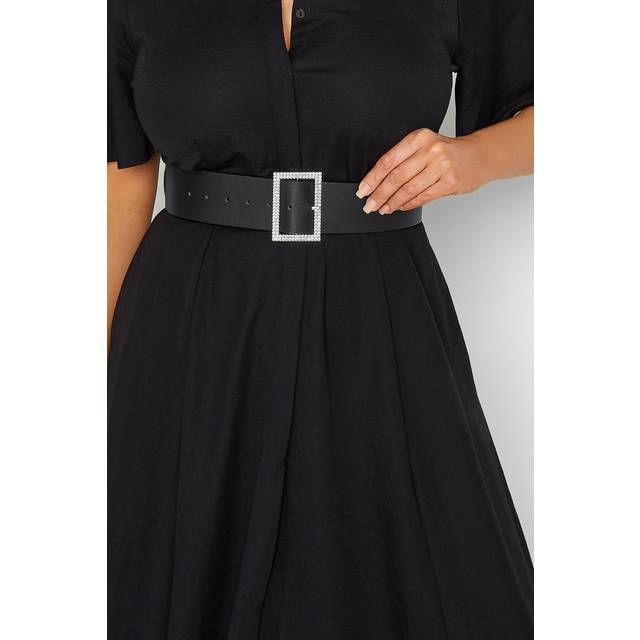 Black Diamante Buckle Wide Belt - 28-32