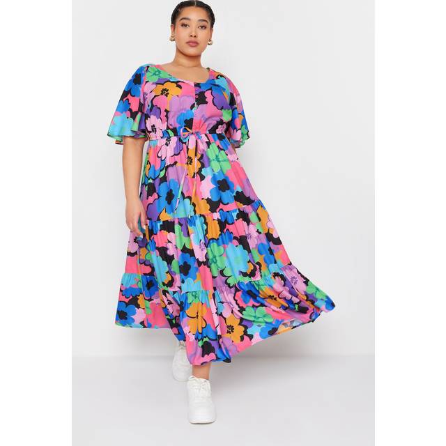 Yours Curve Purple Floral Print Maxi Dress, Women's Curve & Plus Size, Yours - 16