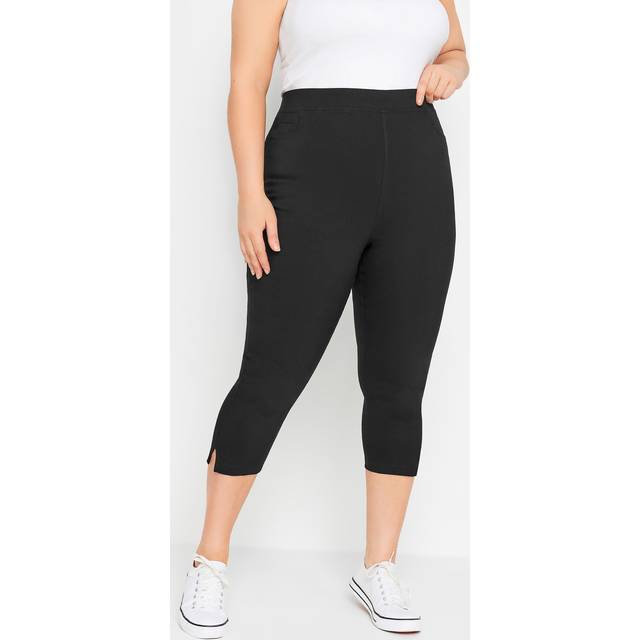 Yours Curve Black Bengaline Cropped Stretch Pull On Trousers, Women's Curve & Plus Size, Yours - 20