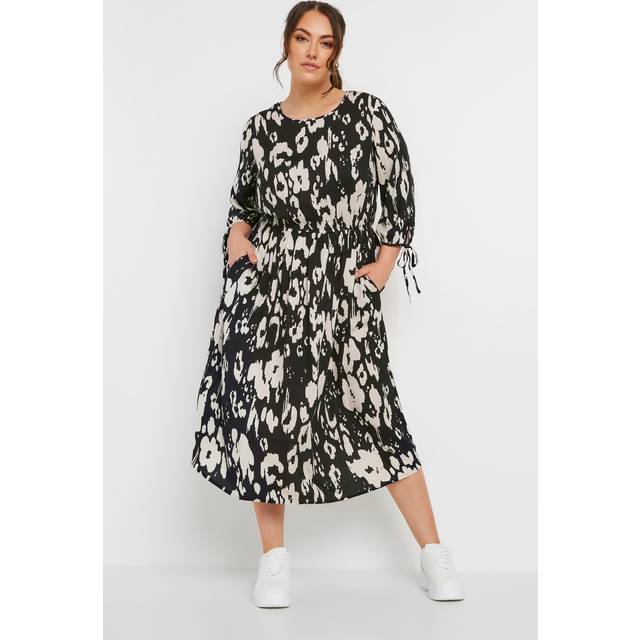 Yours Curve Black & White Leopard Print Midaxi Dress, Women's Curve & Plus Size, Yours - 16