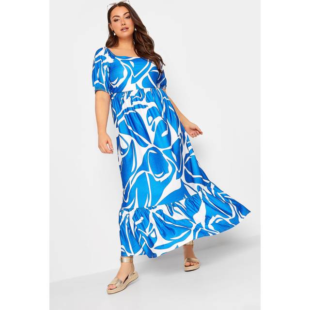 Yours Curve Blue Swirl Print Maxi Dress, Women's Curve & Plus Size, Yours - 30-32