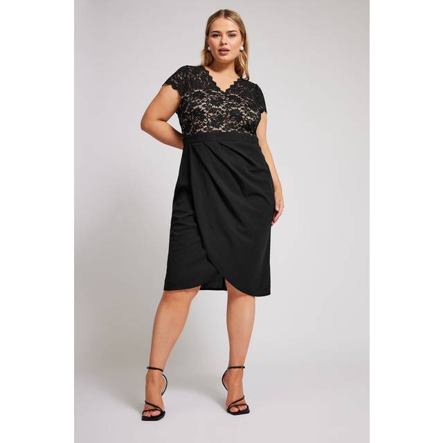 Yours London Curve Black Lace Midi Dress, Women's Curve & Plus Size, Yours London - 14