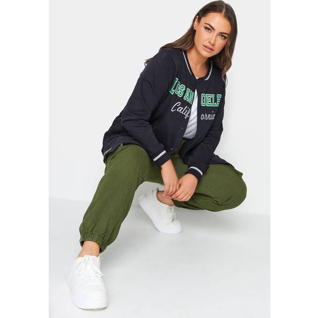 Yours Curve Navy Blue 'Los Angeles' Slogan Varsity Bomber Jacket, Women's Curve & Plus Size, Yours - 16