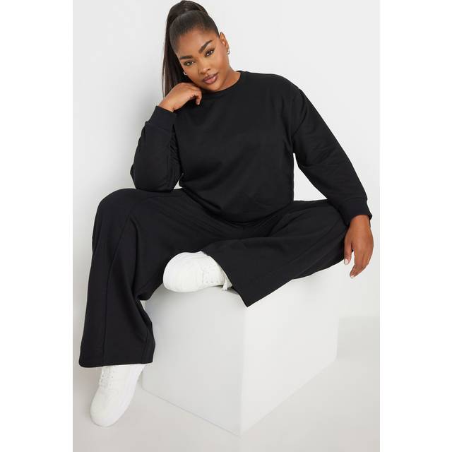 Yours Plus Size Black Sweatshirt & Wide Leg Jogger Set Size 22-24