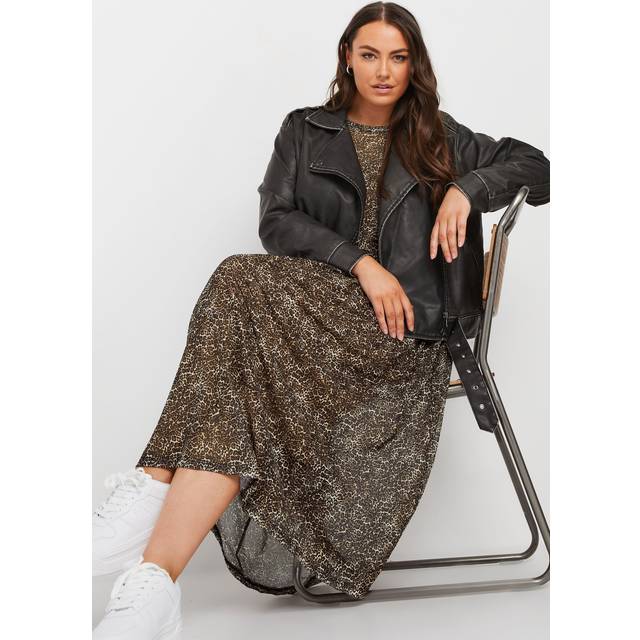 Yours Curve Brown Leopard Print Smock Midi Dress, Women's Curve & Plus Size, Yours - 18