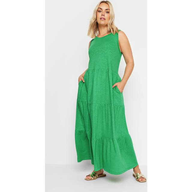 Yours Curve Green Tiered Midaxi Dress, Women's Curve & Plus Size, Yours - 22-24