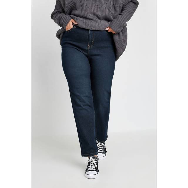 Yours Curve Dark Indigo Blue Straight Leg Ruby Jeans, Women's Curve & Plus Size, Yours - Short 18