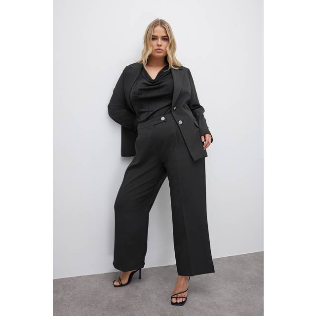 Yours London Curve Black Tailored Wide Leg Suit Trousers, Women's Curve & Plus Size, Yours London - 14