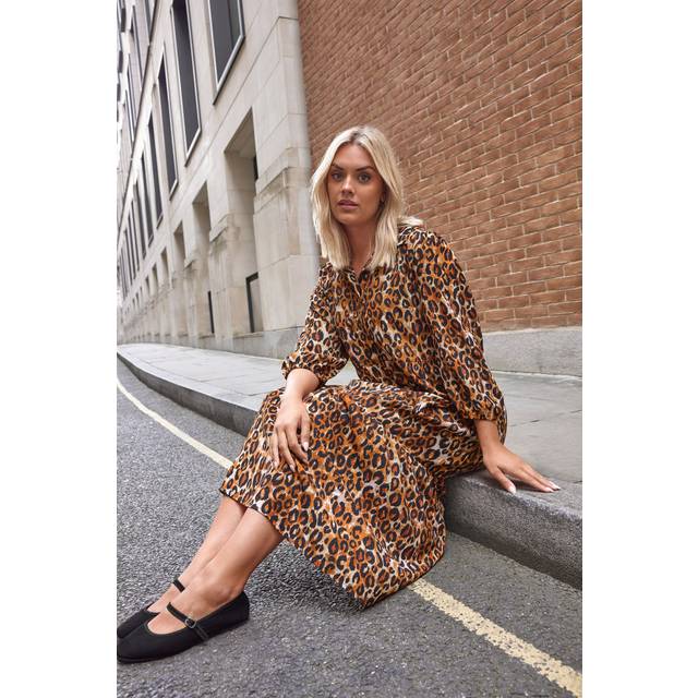 Yours Curve Brown Rust Leopard Print Shirt Dress, Women's Curve & Plus Size, Yours - 18