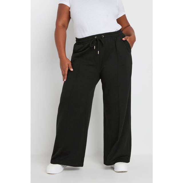Yours Curve Black Wide Leg Joggers, Women's Curve & Plus Size, Yours - 14