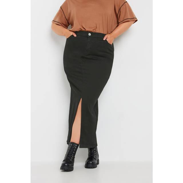 Yours Curve Black Stretch Denim Maxi Skirt, Women's Curve & Plus Size, Yours - 26-28