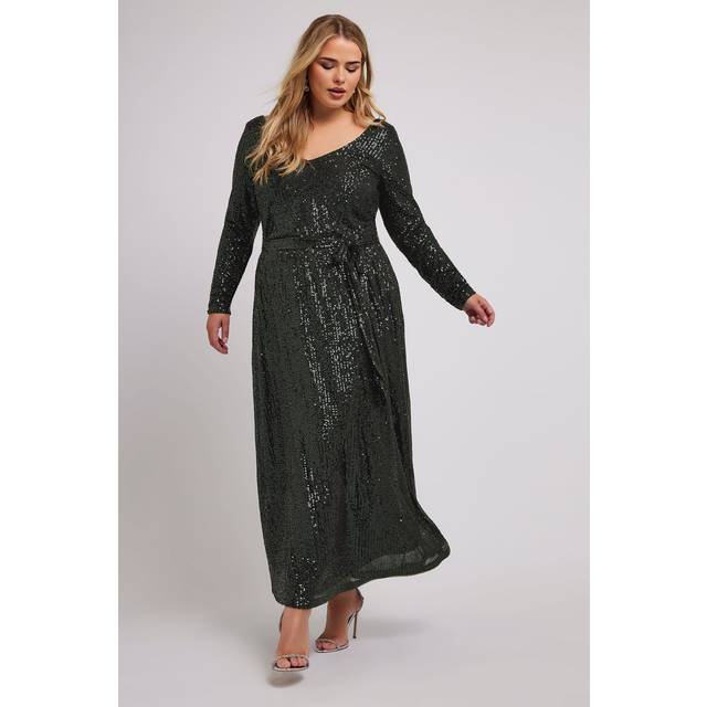 Yours London Curve Green Sequin Maxi Dress, Women's Curve & Plus Size, Yours London - 18