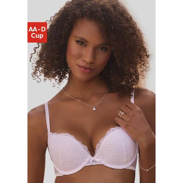 Vivance Floral Lace Underwired Push-Up Bra - White