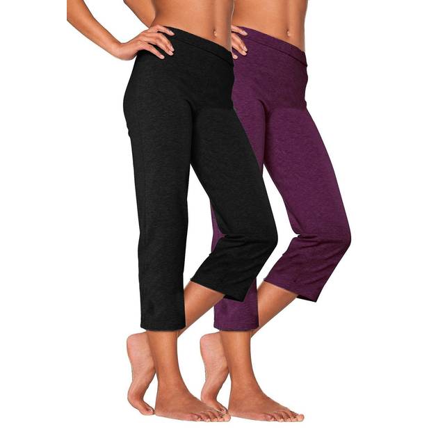Vivance Active Pack of 2 Capri Trousers - Black