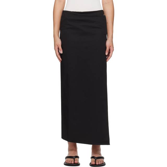St. Agni Black Column Wrap Midi Skirt - Black - XXS